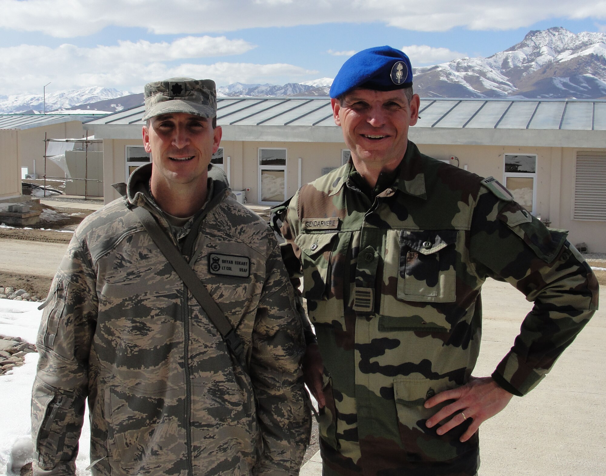 French liaison officer, Lt. Col. Monbelli, right, and Lt. Col. Bryan Eckart were deployed to Afghanistan. (Courtesy photo)