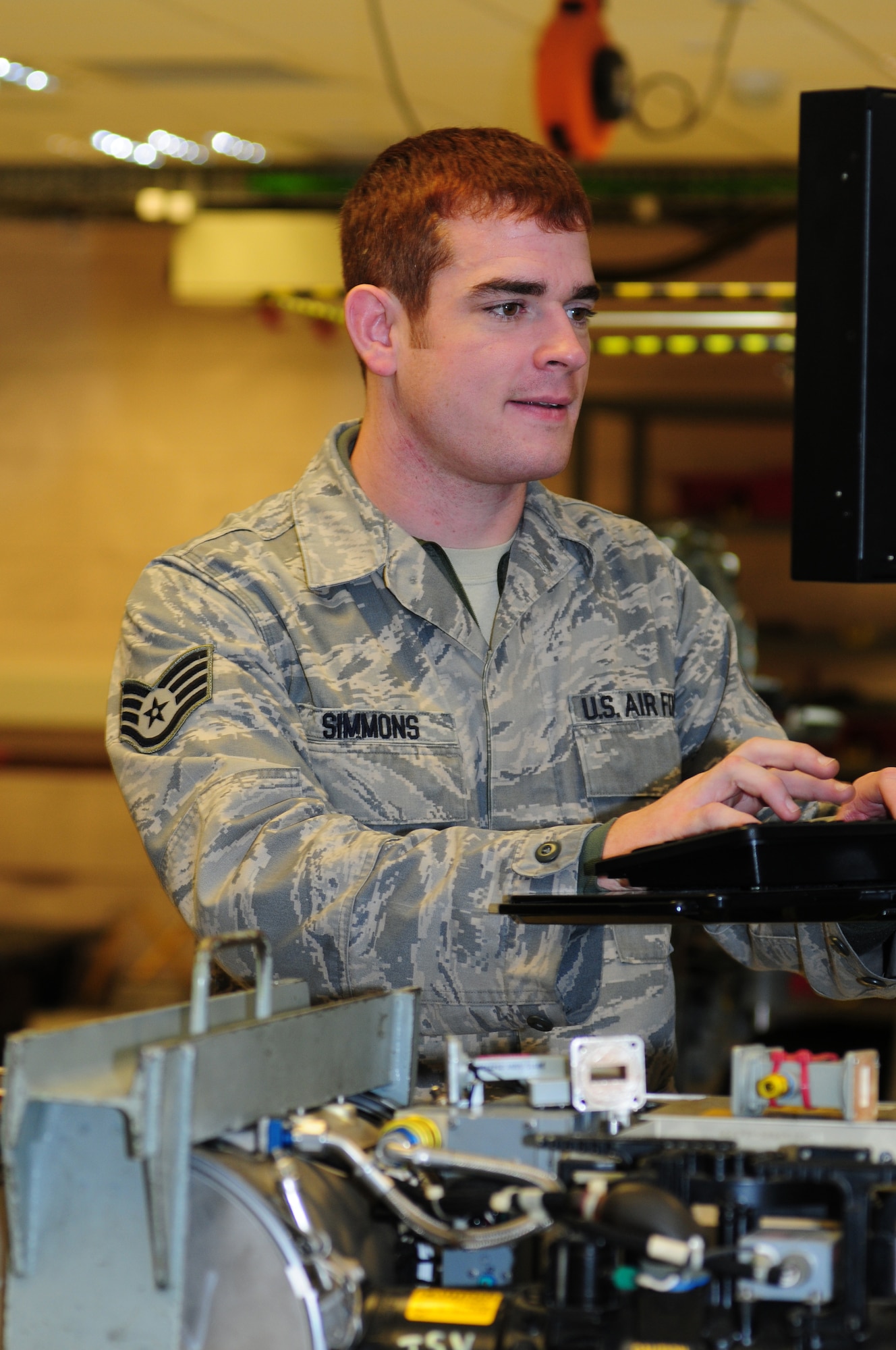 ROYAL AIR FORCE LAKENHEATH, England – Staff Sgt. Joshua Simmons, 48th Component Maintenance Squadron avionics team leader, tests equipment Oct. 25, 2012. The avionics intermediate shop recently achieved 100% functionality on all test equipment. Airmen from the 48th CMS avionics intermediate section provide highly effective and efficient intermediate support to maintain the electronics on the F-15s. (U.S. Air Force photo by Airman 1st Class Cory D. Payne)