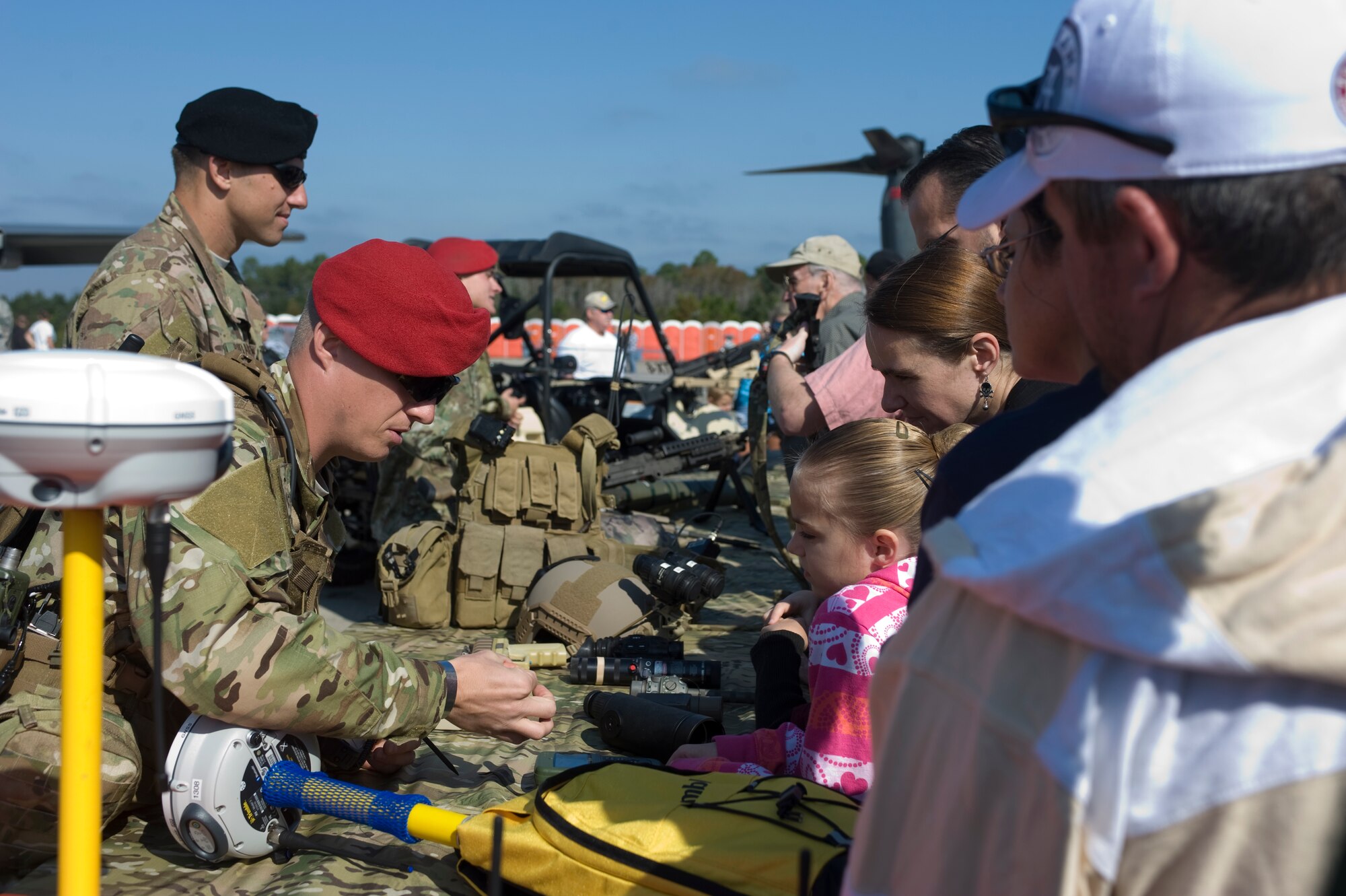 Tech. Sgt. Joseph Hepler, a combat controller from the Special Tactics and Training Squadron, demonstrates equipment during Hurlburt Field’s Open House at the flightline at Hurlburt Field, Fla., Oct. 27, 2012. The Open House gave the public an inside look at Hurlburt Field’s many missions and allowed Team Hurlburt to show appreciation to the local community for their continued support to the base. (U.S. Air Force Photo/Airman 1st Class Hayden K. Hyatt)
