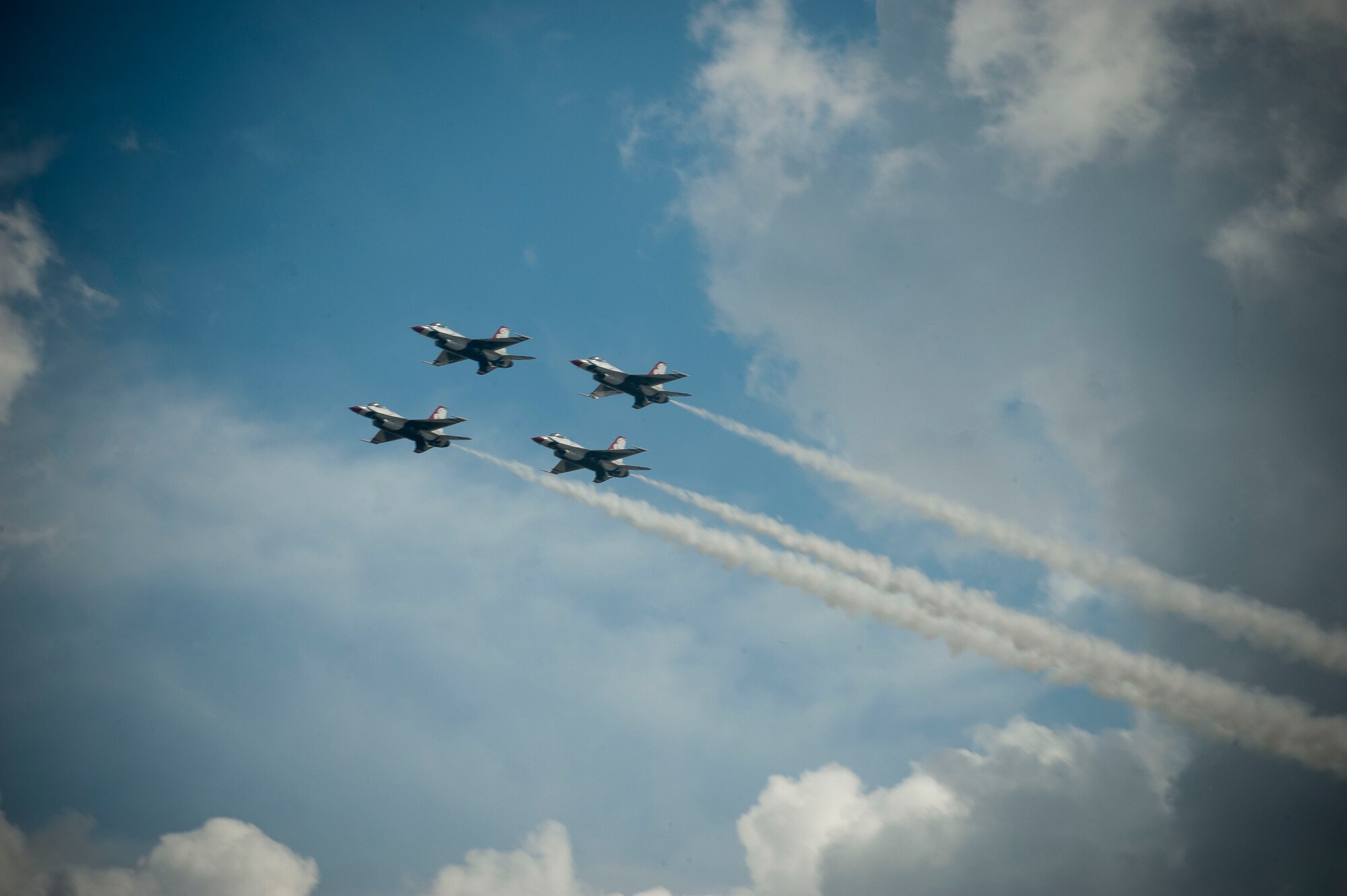 The U.S. Air Force Thunderbirds F-16 Flight Demonstration Team arrive at Moody Air Force Base, Ga., Oct. 25, 2012. The team will perform during Moody’s Open House air show for the South Georgia, North Florida community. (U.S. Air Force photo by Airman 1st Class Paul Francis/Released)
