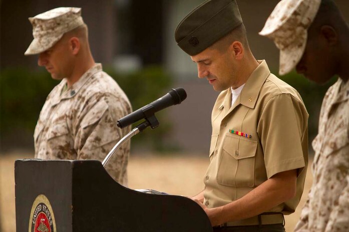 Marine Corps Base Camp Pendleton California.
Marines and Sailors participate in Fox Companies Deactivation Ceremony on 27 September 2012.
