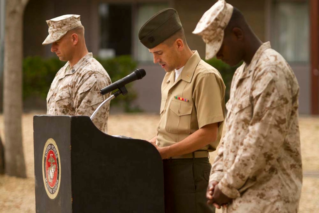 Marine Corps Base Camp Pendleton California.
Marines and Sailors participate in Fox Companies Deactivation Ceremony on 27 September 2012.
