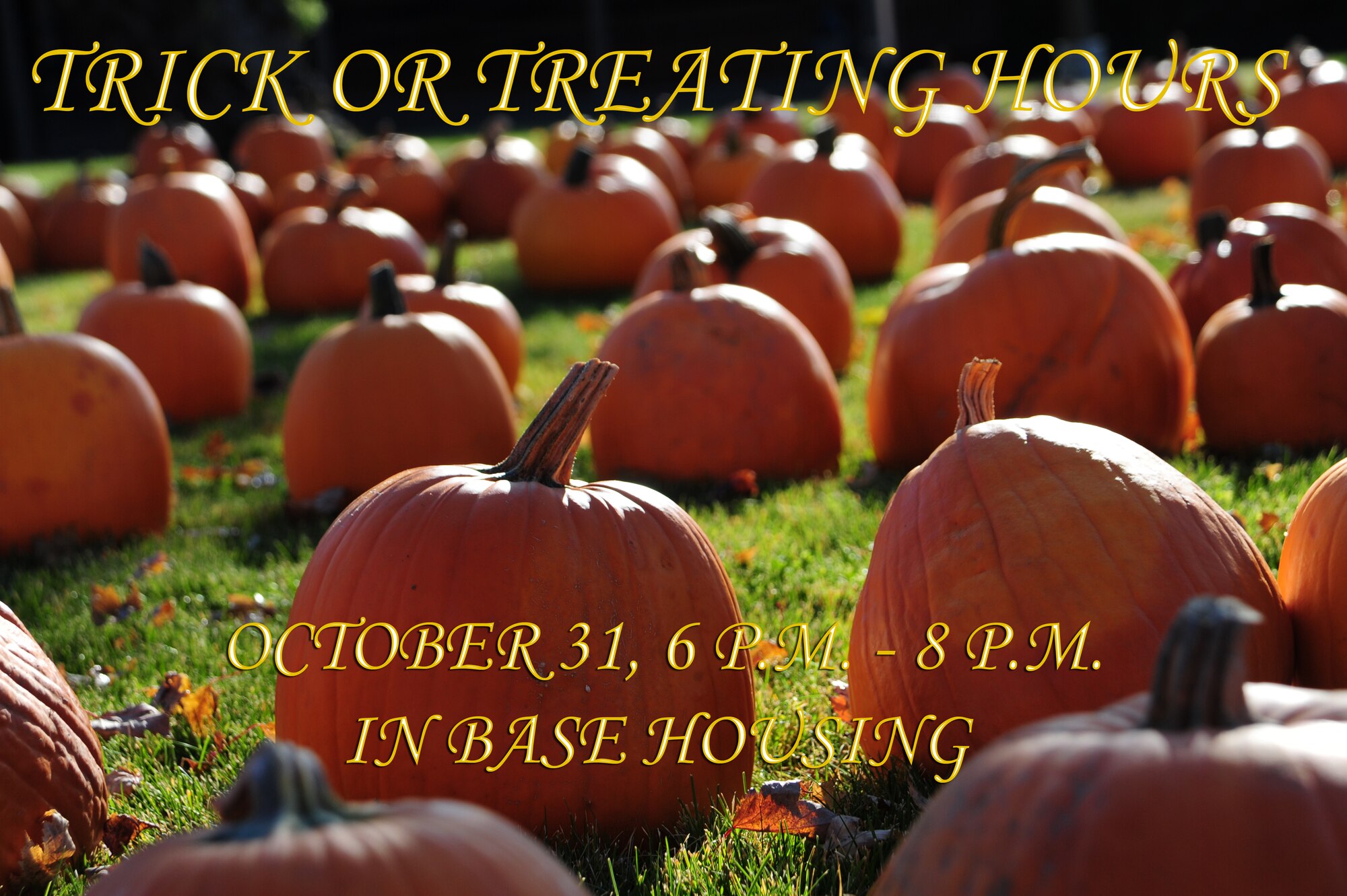 Every year the 92nd Security Forces Squadron coordinates the annual Pumpkin Patrol to provide a safe environment during the hours of trick or treating. (U.S. Air Force graphic by Airman 1st Class Ryan Zeski)