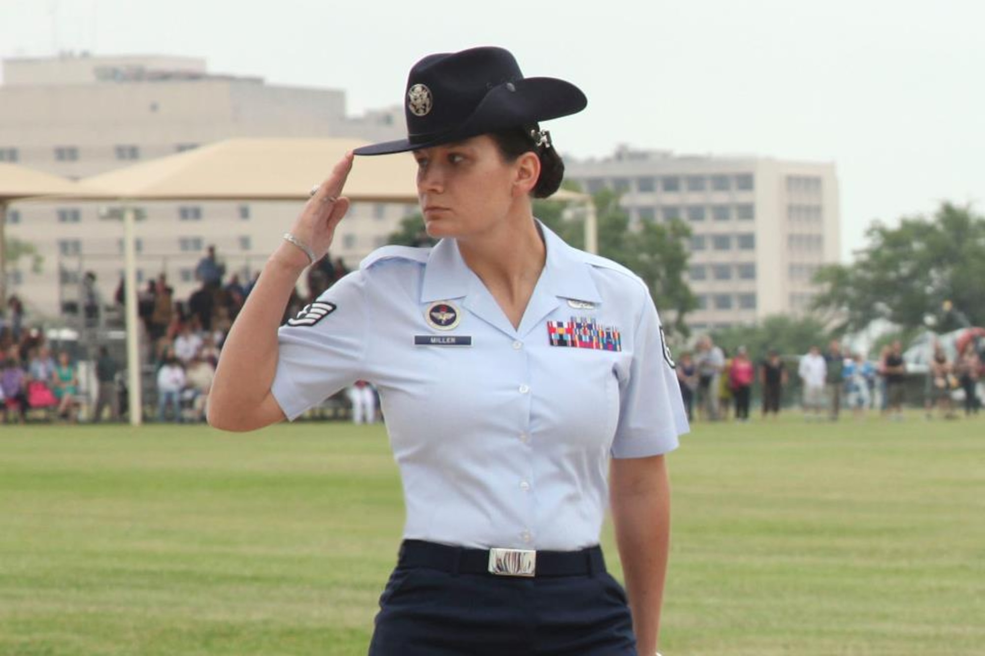 Staff Sgt. Kimberly Miller, master Military Training Instructor from the 322nd Training Squadron,enters the inaugural Ms. Veteran America competition.