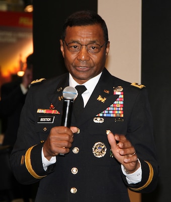 Lt. Gen. Thomas P. Bostick, commander of the U.S. Army Corps of Engineers, gives a speech about energy sustainability Oct. 24 during the annual Association of the United States Army Meeting and Exposition at the Walter E. Washington Convention Center in Washington, D.C.  (Photo by John Hoffman, USACE Headquarters)