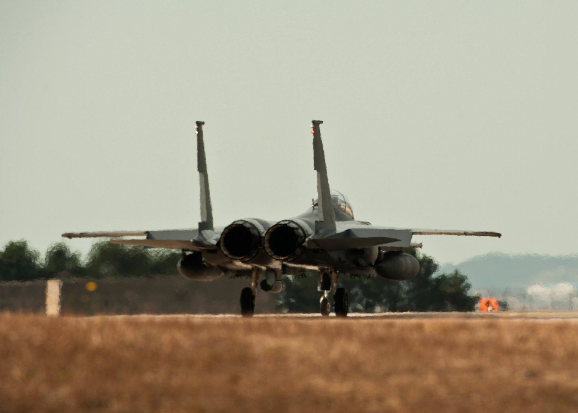 An F-15K Slam Eagle with the Republic of Korea Air Force’s 11th Fighter Wing taxis into position for takeoff during exercise Max Thunder 12-2 on Kunsan Air Base, ROK, Oct. 29, 2012. This F-15 is one of numerous ROKAF aircraft participating in the joint exercise between U.S. and ROK air forces. (U.S. Air Force photo/Staff Sgt. Jonathan Fowler)