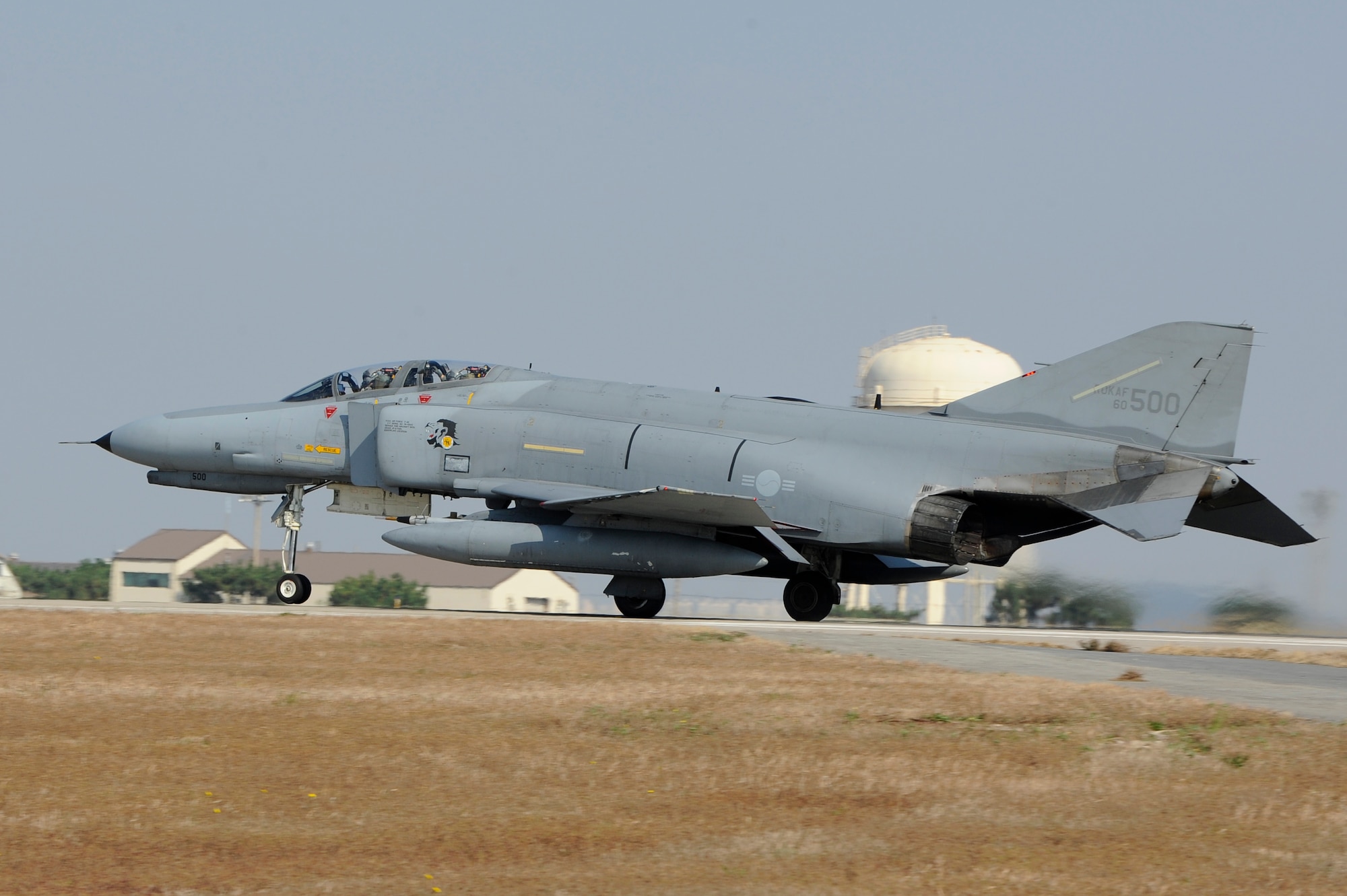An F-4E Phantom with the Republic of Korea air force’s 17th Fighter Wing takes off during Max Thunder 12-2 at Kunsan Air Base, Republic of Korea, Oct. 30, 2012. The Max Thunder exercise helps deter aggression by demonstrating U.S. and Republic of Korea Air Force combat capabilities. (U.S. Air Force photo/Senior Airman Marcus Morris)