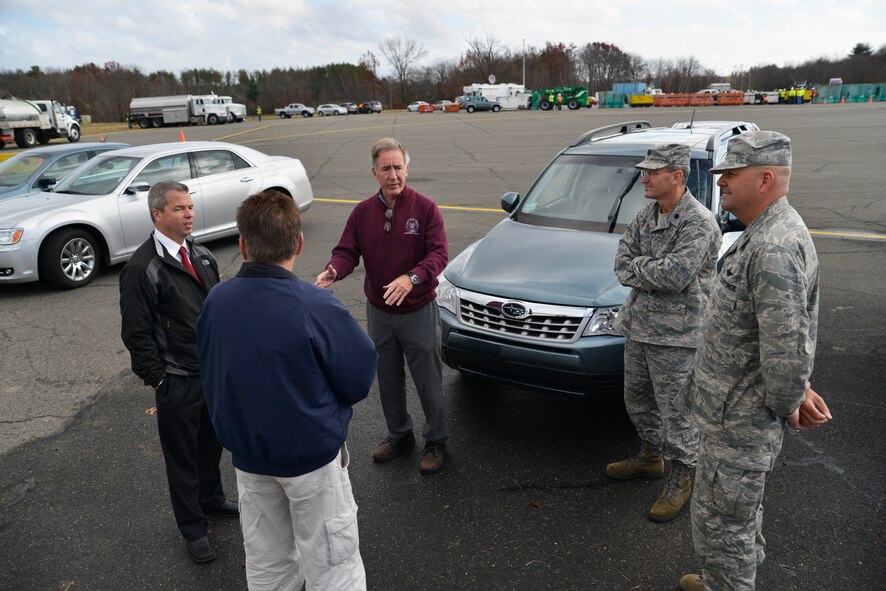 U.S. Rep. Congressman Richard Neal (D-Springfield) toured Westover Air Reserve Base on Oct. 30 following Hurricane Sandy.  Westover is a staging area for Federal Emergency Management Agency storm operations in all six New England states. (U.S. Air Force photo/W.C. Pope)