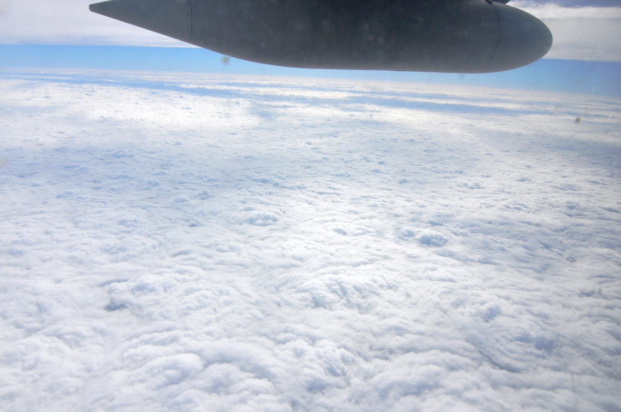 Massive Hurricane Sandy can be seen far off into the horizon high above Hurricane Sandy. (U.S. Air Force photo / 1st Lt. Jeff Kelly)