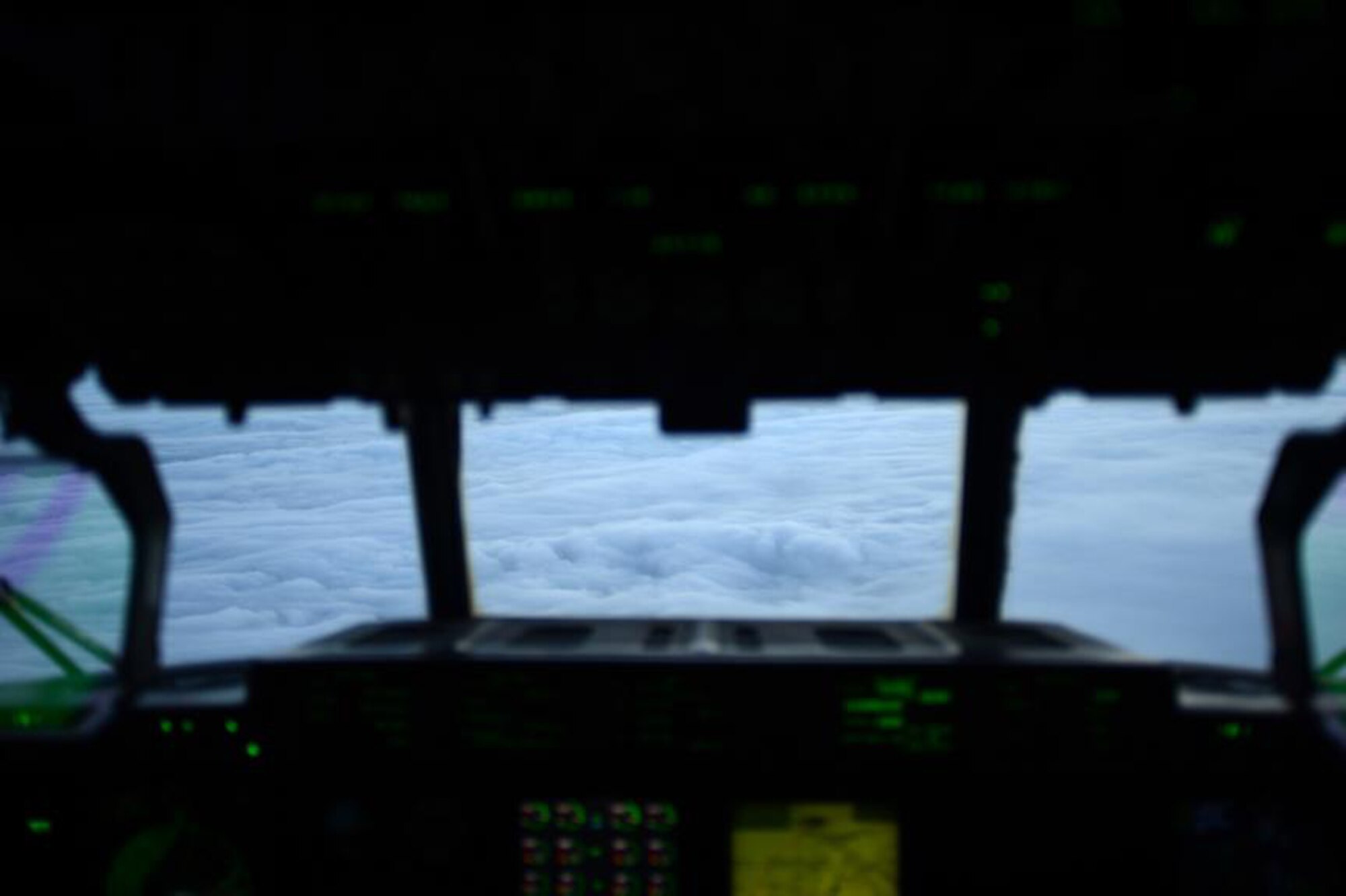 A WC-130J Hercules, from the 53rd Weather Reconnaissance Squadron, flies into Hurricane Sandy Oct. 29, 2012 somewhere over the Eastern coastline of the U.S. The 53rd WRS conducted weather reconnaissance missions in preparation for Hurricane Sandy making landfall along the Eastern coastline of the United States. (U.S. Air Force photo/Staff Sgt. Jason Robertson)