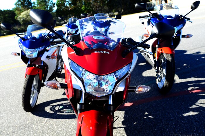 The 628th Air Base Wing Safety Office recently purchased seven sports and seven cruiser motorcycles for use during the three motorcycle safety courses offered at Joint Base Charleston. Along with the motorcycles, the safety office also purchased basic maintenance equipment. The motorcycles will be used by service members who take the basic rider's course, advanced rider's course or sport's biker's course here. The basic or advanced rider's course is required for all service members prior to riding a motorcycle. (U.S. Air Force photo/Senior Airman William O'Brien)