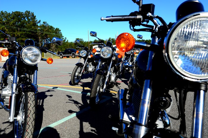 The 628th Air Base Wing Safety Office recently purchased seven sports and seven cruiser motorcycles for use during the three motorcycle safety courses offered at Joint Base Charleston. Along with the motorcycles, the safety office also purchased basic maintenance equipment. The motorcycles will be used by service members who take the basic rider's course, advanced rider's course or sport's biker's course here. The basic or advanced rider's course is required for all service members prior to riding a motorcycle. (U.S. Air Force photo/Senior Airman William O'Brien)