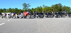 The 628th Air Base Wing Safety Office recently purchased 14 motorcycles to enhance their three motorcycle safety courses. The motorcycles will be used for Airmen and Sailors interested in purchasing motorcycles, but would like to try riding one first, and for those who own a motorcycle, but haven’t taken the safety courses and are not licensed to ride on base. (U.S. Air Force photo/Senior Airman William O'Brien)
