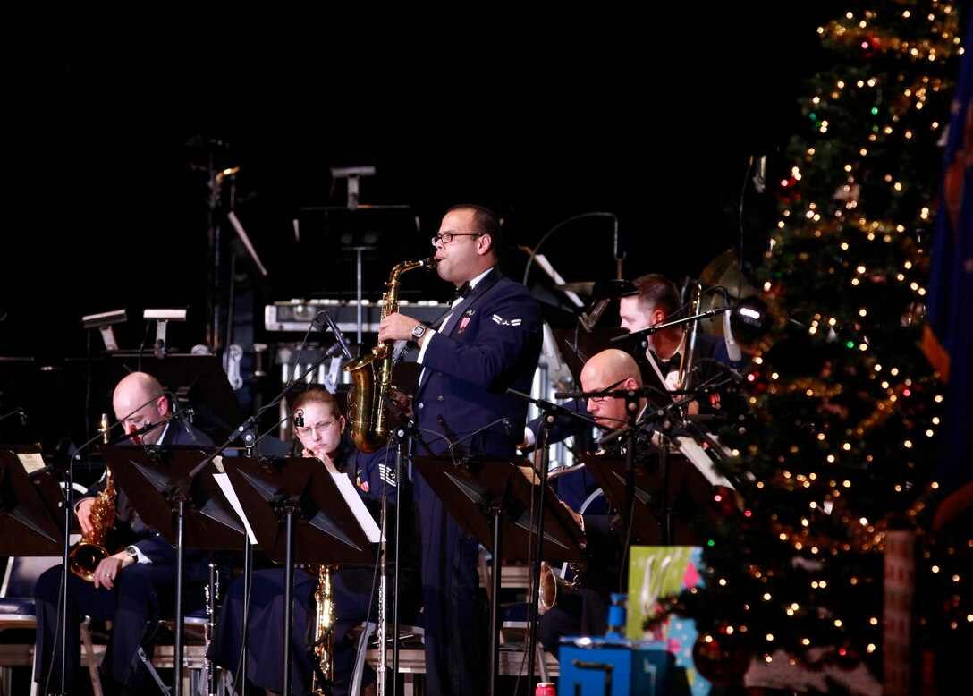 Airman First Class Luis Rosa plays a seasonal favorite as part of our holiday concerts. (U.S. Air Force photo/Technical Sergeant Dan Bentley) 
