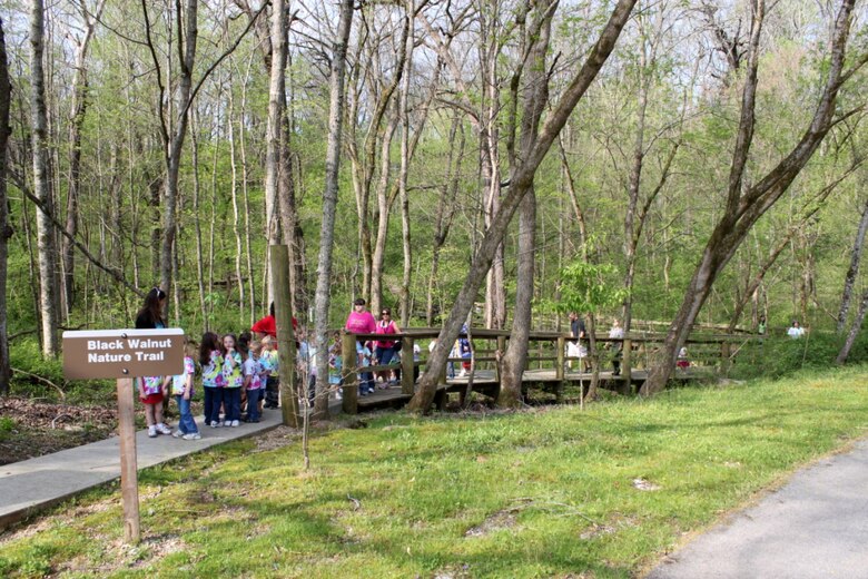 Students from a local school take a guided tour along the quarter mile Black Walnut Trail at Lake Cumberland's Resource Management Office March 28, 2012 in Somerset, Ky. (Courtesy Photo)