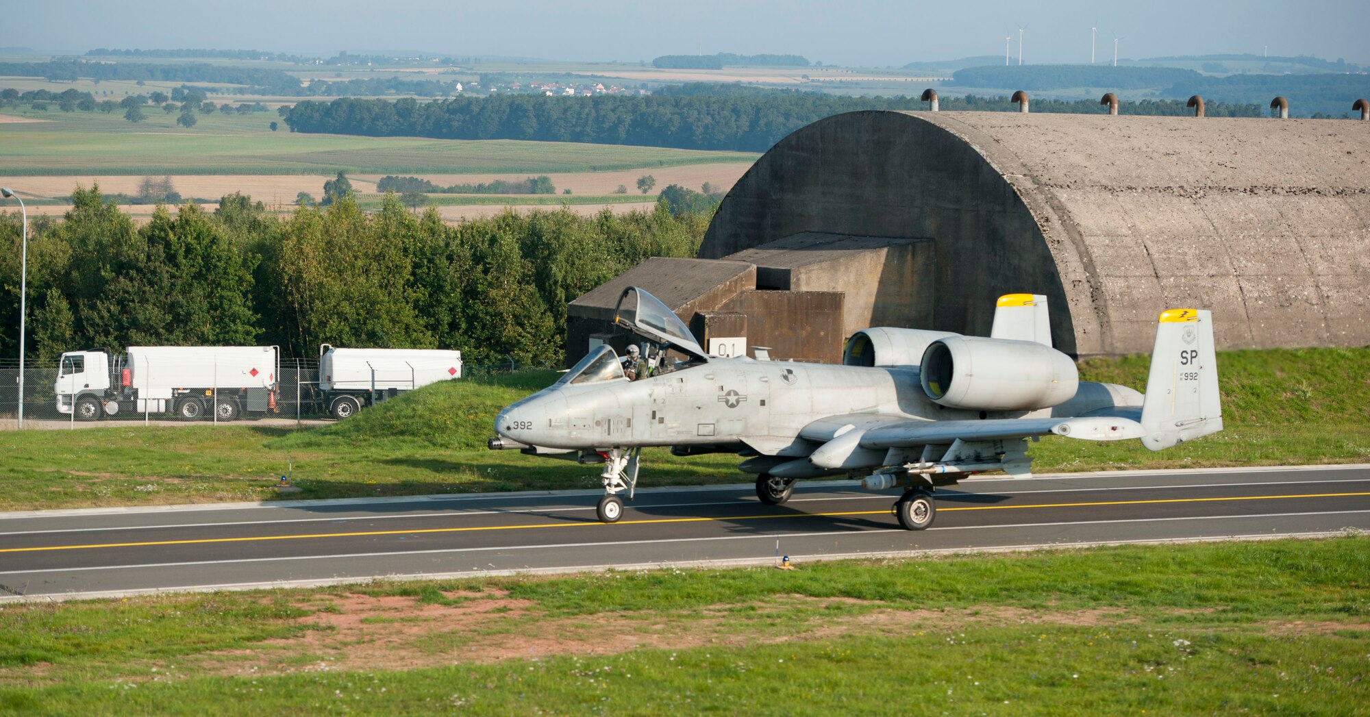 SPANGDAHLEM AIR BASE, Germany – An A-10 Thunderbolt II from the 81st Fighter Squadron taxis down the flightline here Sept. 4. The 81st Fighter Squadron is leaving for Ramstein Rover 2012 (RARO12), a month-long tactical flying exercise held at and around Namest Air Base, Czech Republic. More than 15 nations are participating in the NATO partnership building exercise, which will give each country the opportunity to share joint tactics, techniques, capabilities and procedures. (U.S. Air Force photos by Senior Airman Natasha Stannard/Released)