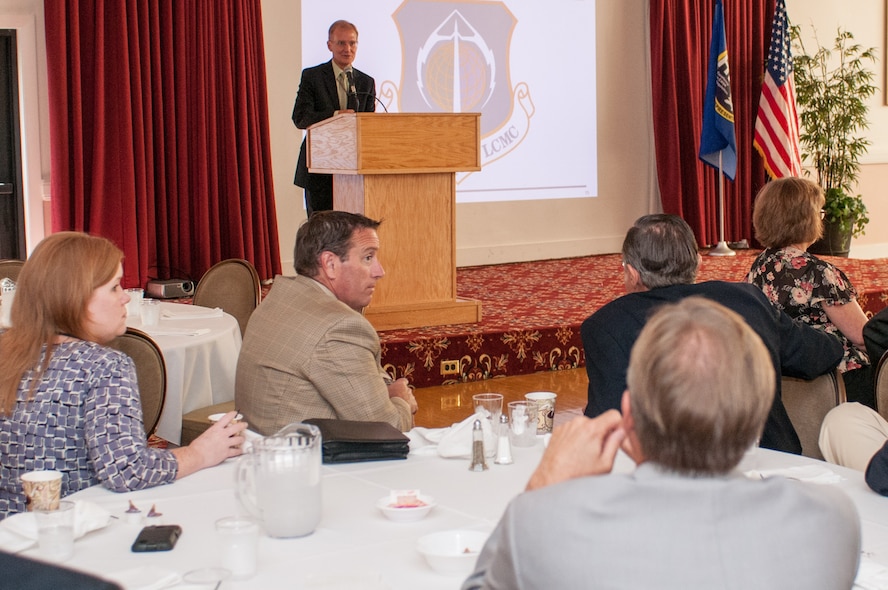 HANSCOM AIR FORCE BASE, Mass. -- Steve Wert, program executive officer for Battle Management, responds to questions following his presentation at the Hanscom Representatives Association monthly meeting held here August 29.