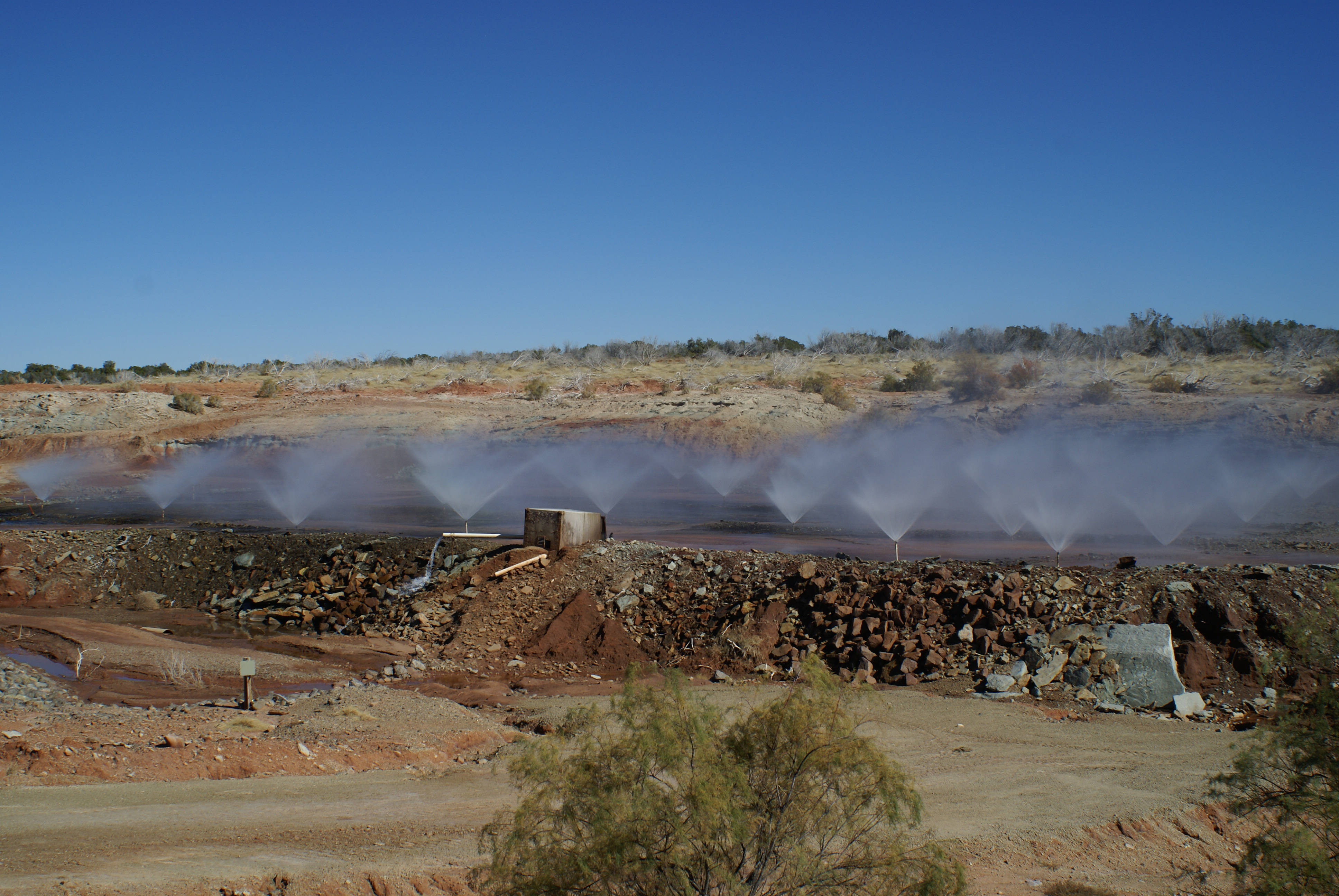 Evaporation spray field at Truscott Brine Lake.