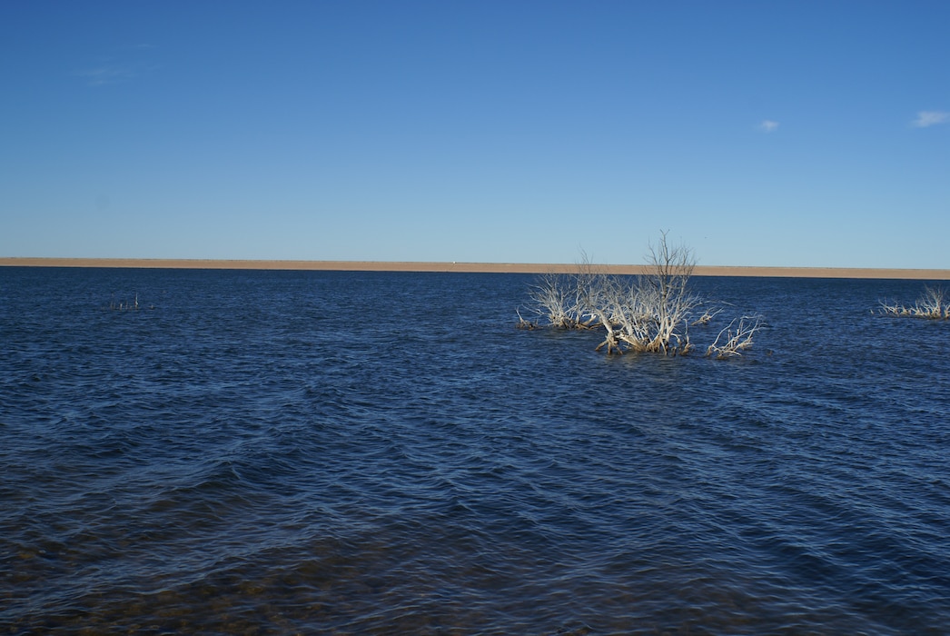 Deep blue water in Truscott Lake