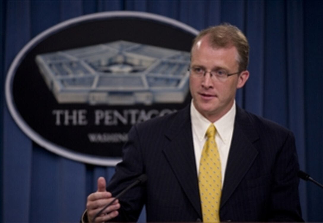 Pentagon Press Secretary George Little briefs reporters on defense-related topics in the Pentagon Press Briefing Room on Sept. 4, 2012.  