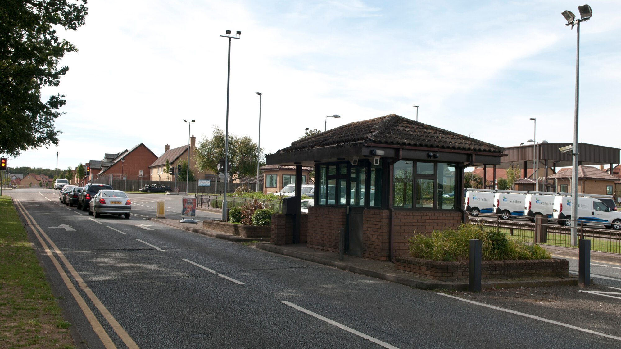 ROYAL AIR FORCE LAKENHEATH, England - Norwich road, from the housing office entrance to the traffic lights, will be closed Sept. 15 - 16 due to demolition of the guard shack on Norwich road, which is located near Gate 2 also known as the Nathan Gate. (U.S. Air Force photo by Senior Airman Connor Estes)