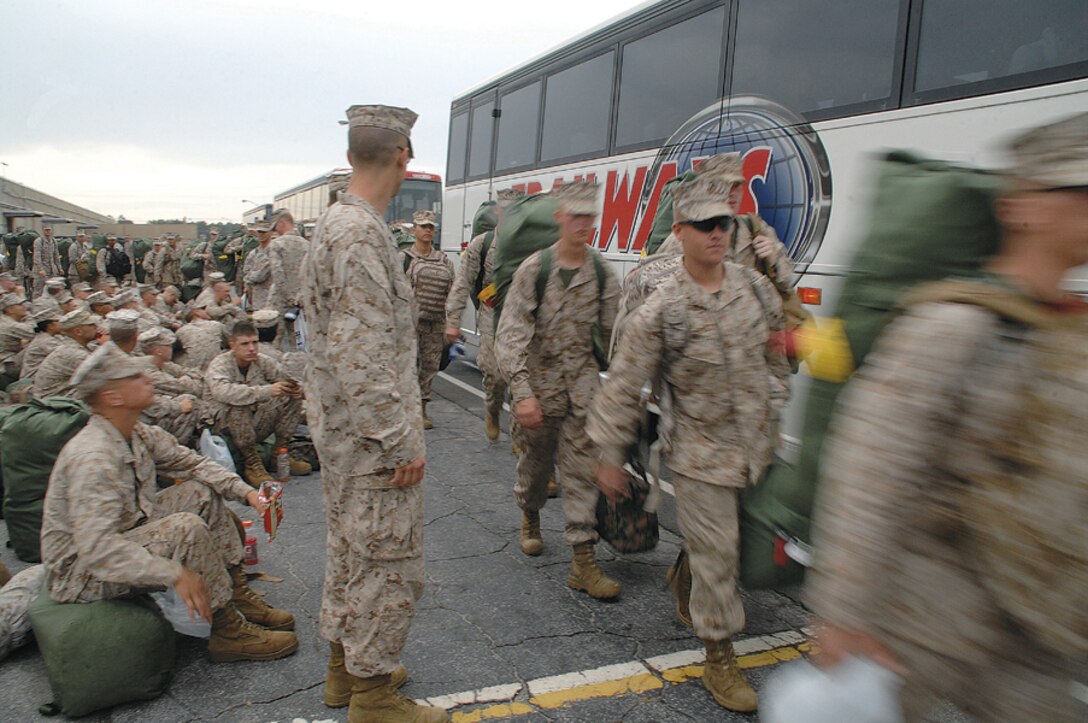 More than 3,900 Marines, Sailors and Airmen from Naval Air Station Pensacola, Fla., arrive here Aug. 27 to escape Hurricane IsaacÕs impending landfall between the panhandle of Florida and the Louisiana Gulf Coast. The  displaced personnel returned home safely, Aug. 30.