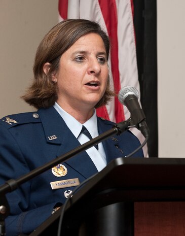 Col. Carol Yannarella, 99th Air Base Wing vice commander, speaks at the 2012 Nevada Combined Federal Campaign Kick Off Luncheon at the Culinary Training Academy Sept. 7, 2012, in Las Vegas. The 2012 CFC kick off marks the organizations 51st anniversary. (U.S. Air Force photo by Staff Sgt. Christopher Hubenthal)