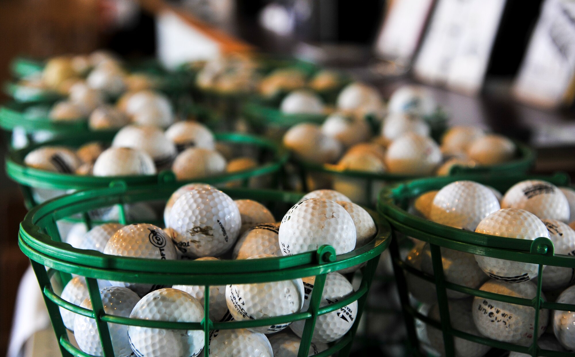 SAN ANGELO, Texas--Golf balls sit in buckets at the 2012 Friendship Golf Tournament at Quicksand Golf Course Sept. 7. The event was hosted by the San Angelo Chamber of Commerce to help raise funds for the First Sergeant's Council to support Operation Warmheart and other base-wide programs that support service members and their families during deployments and emergencies. (U.S. Air Force Photo /Airman 1st Class Michael Smith)