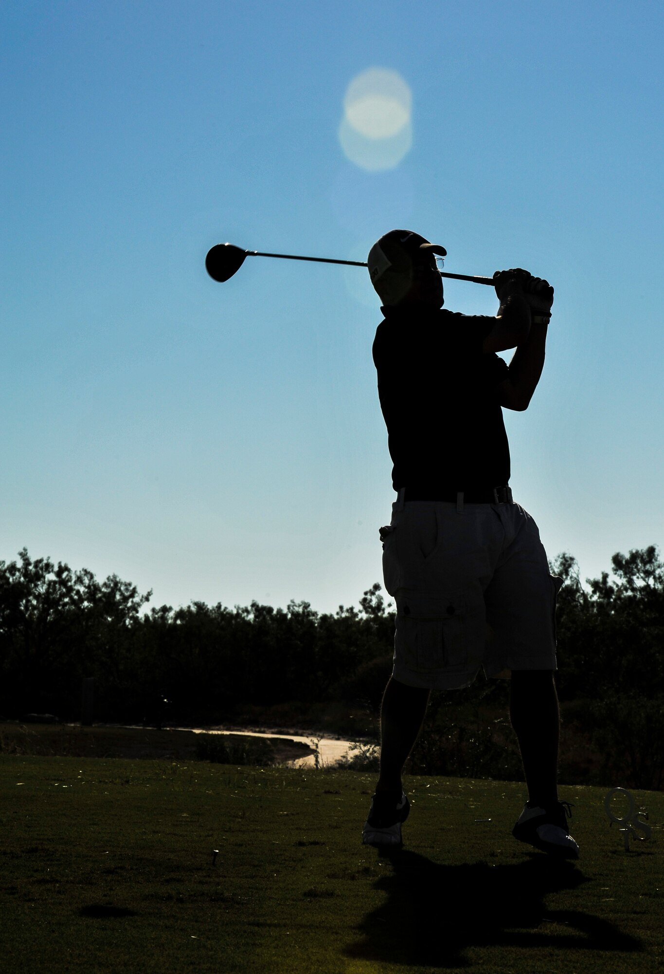 SAN ANGELO, Texas--Senior Master Sgt. James Wadas, 315th Training Squadron First Sergeant, swings his golf club during the 2012 Friendship Golf Tournament at Quicksand Golf Course Sept. 7. The event was hosted by the San Angelo Chamber of Commerce to help raise funds for the First Sergeant's Council to support Operation Warmheart and other base-wide programs that support service members and their families during deployments and emergencies. (U.S. Air Force Photo /Airman 1st Class Michael Smith)
