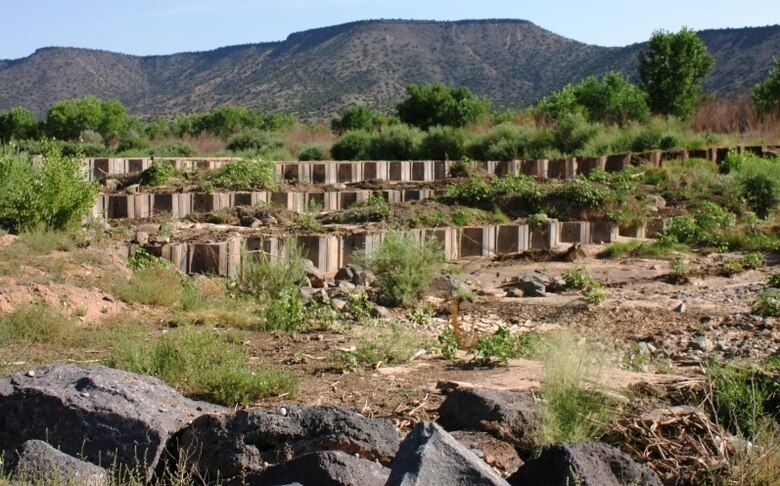 Looking upstream at the Jemez weir that was built in 2003.