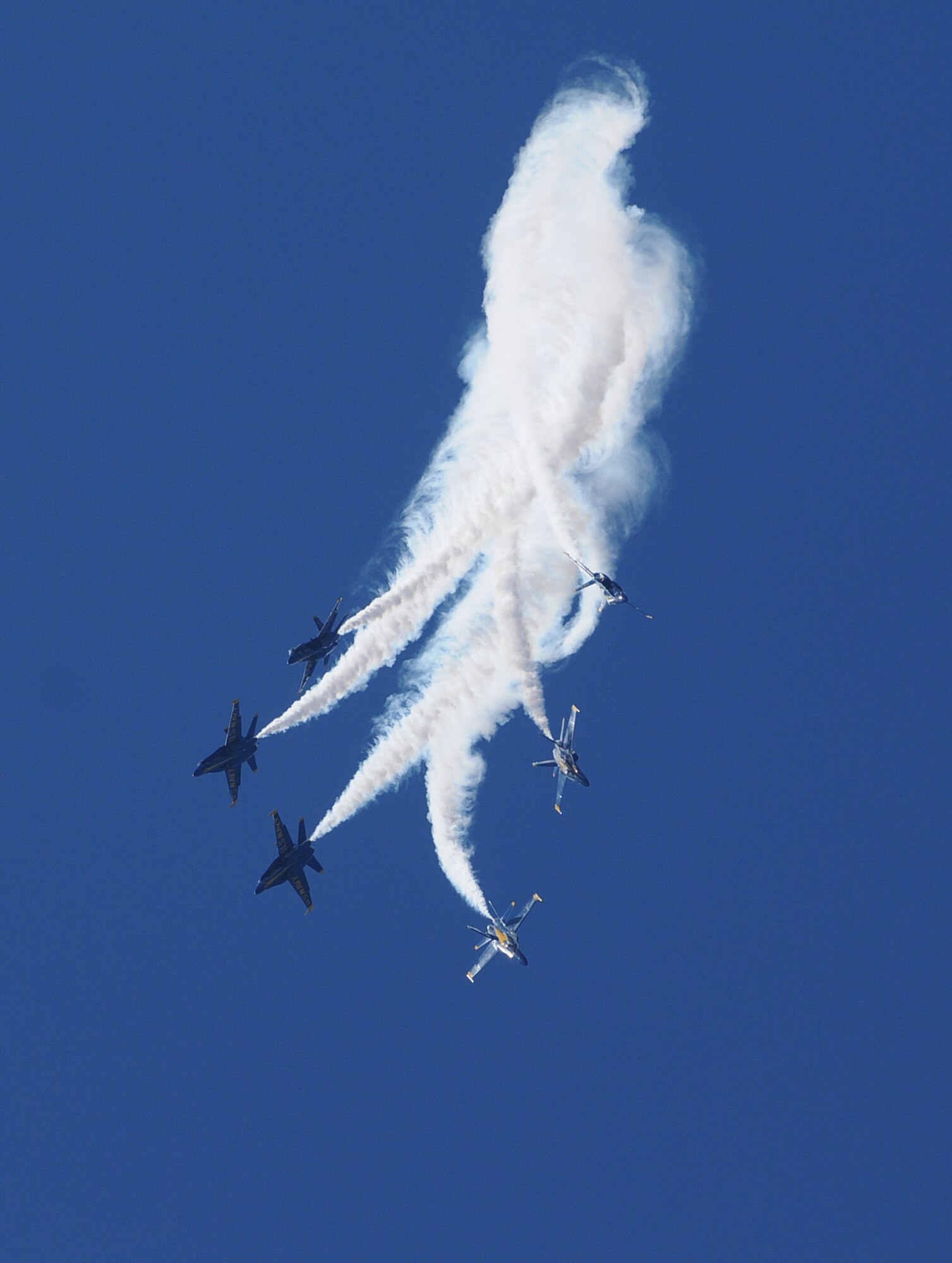The U.S. Navy Blue Angels perform during the 2012 Heritage and Heroes Open House and Air Show Sept. 8, 2012, at Little Rock Air Force Base, Ark. The Blue Angels were one of the performers at the air show. (U.S. Air Force photo by Staff Sgt. Jessica Condit)