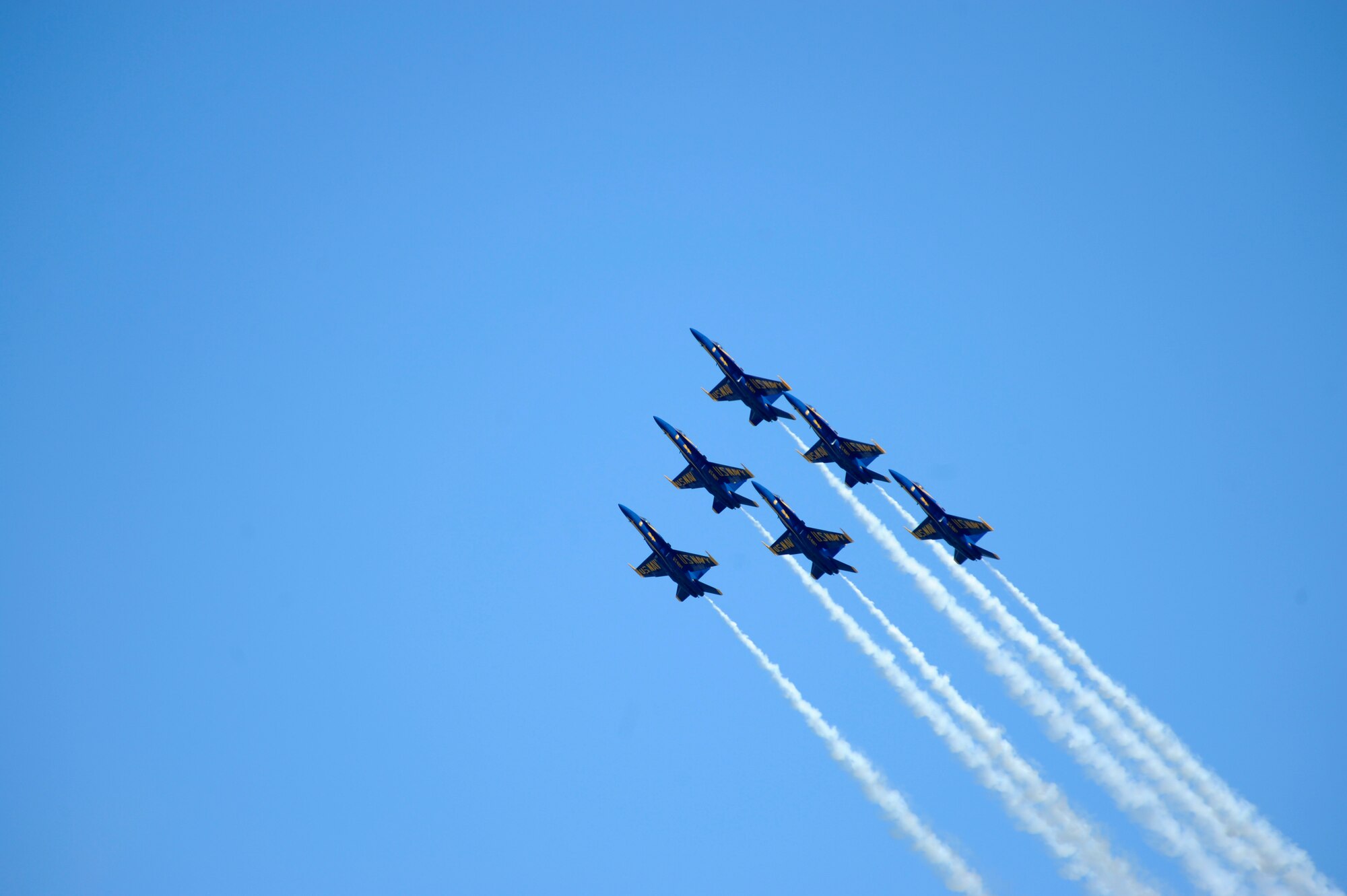 The U.S. Navy Blue Angels perform during the 2012 Heritage and Heroes Open House and Air Show Sept. 8, 2012, at Little Rock Air Force Base, Ark. The Blue Angels were one of the performers at the air show. (U.S. Air Force photo by Airman 1st Class Rusty Frank)