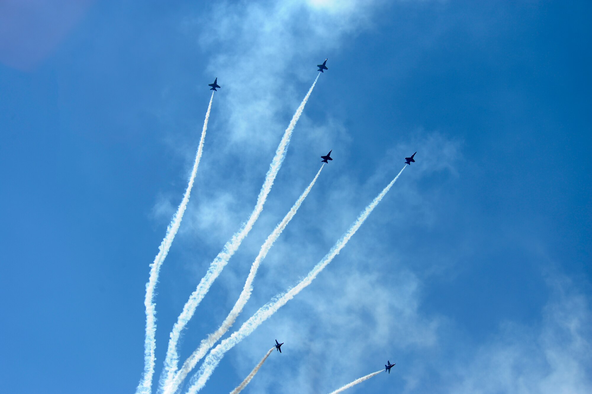 The U.S. Navy Blue Angels perform during the 2012 Heritage and Heroes Open House and Air Show Sept. 8, 2012, at Little Rock Air Force Base, Ark. The Blue Angels were one of the performers at the air show. (U.S. Air Force photo by Airman 1st Class Rusty Frank)