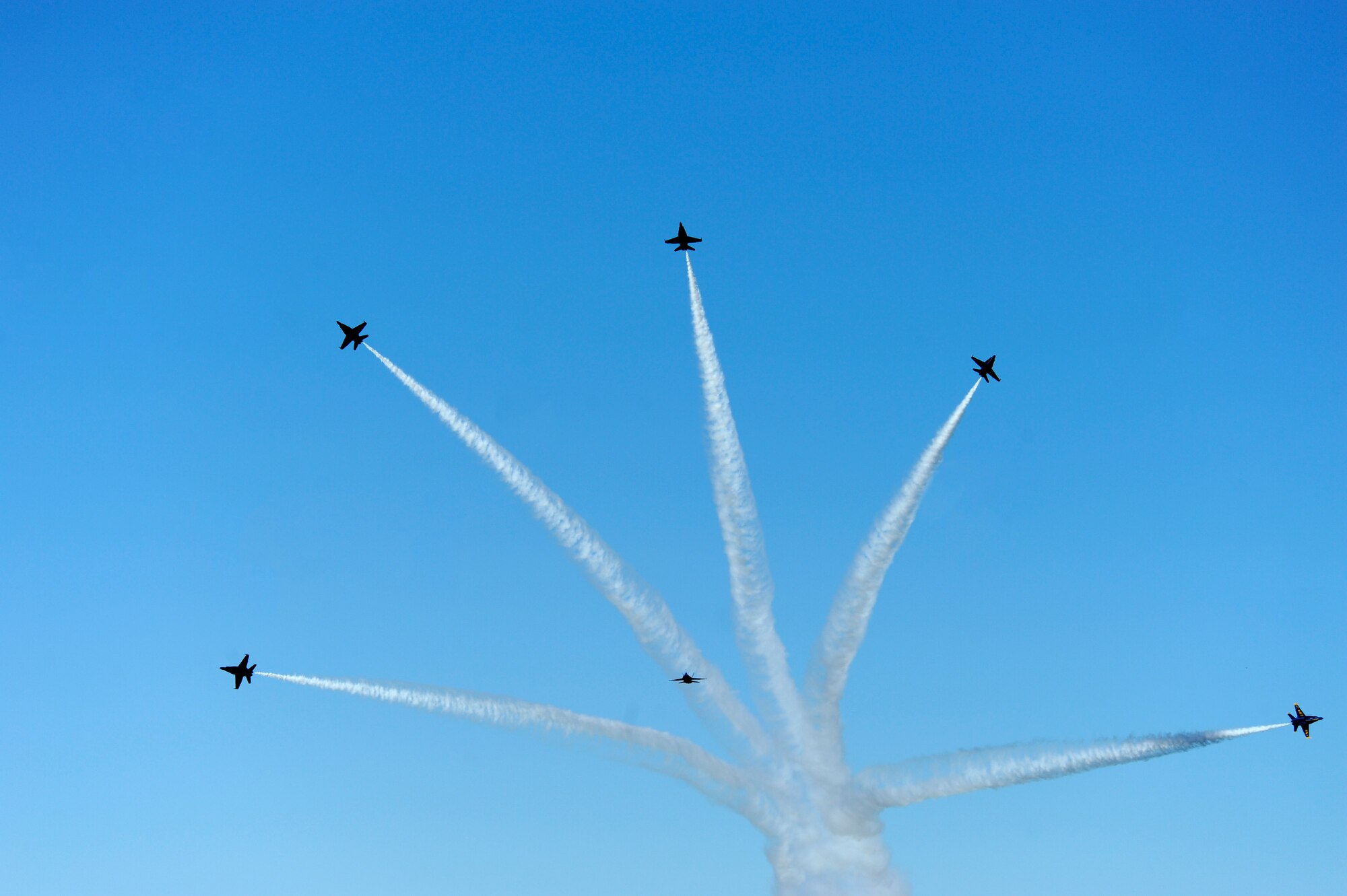 The U.S. Navy Blue Angels perform during the 2012 Heritage and Heroes Open House and Air Show Sept. 8, 2012, at Little Rock Air Force Base, Ark. The Blue Angels were one of the performers at the air show. (U.S. Air Force photo by Airman 1st Class Rusty Frank)