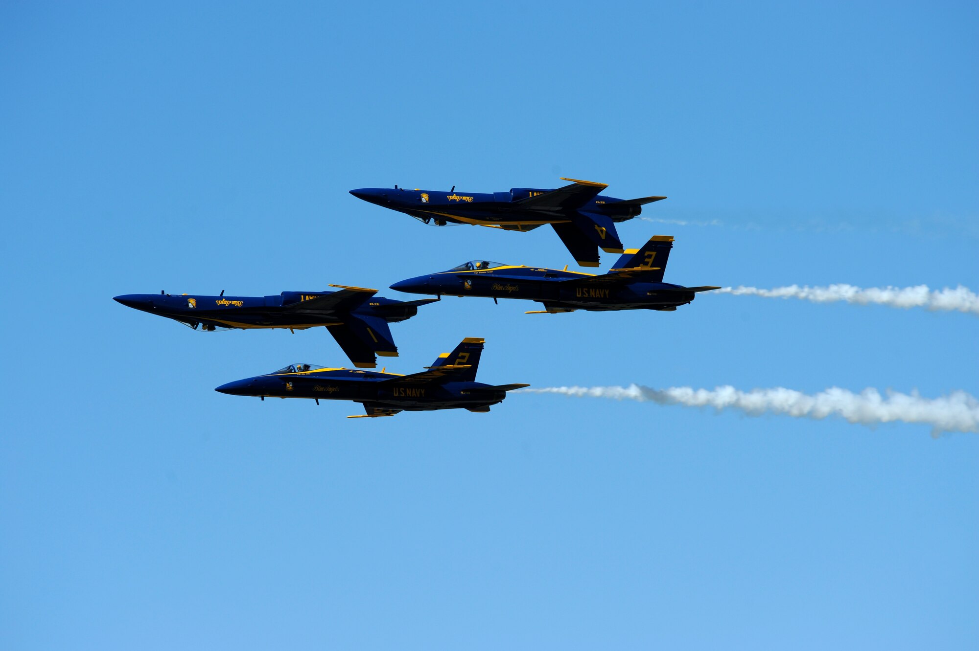 The U.S. Navy Blue Angels perform during the 2012 Heritage and Heroes Open House and Air Show Sept. 8, 2012, at Little Rock Air Force Base, Ark. The Blue Angels were one of the performers at the air show. (U.S. Air Force photo by Airman 1st Class Rusty Frank)