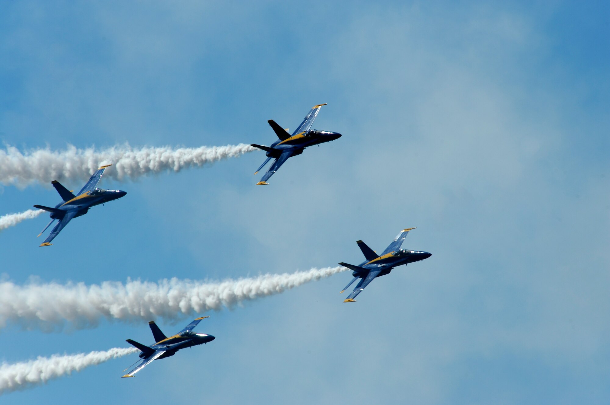 The U.S. Navy Blue Angels perform during the 2012 Heritage and Heroes Open House and Air Show Sept. 8, 2012, at Little Rock Air Force Base, Ark. The Blue Angels were one of the performers at the air show. (U.S. Air Force photo by Airman 1st Class Rusty Frank)