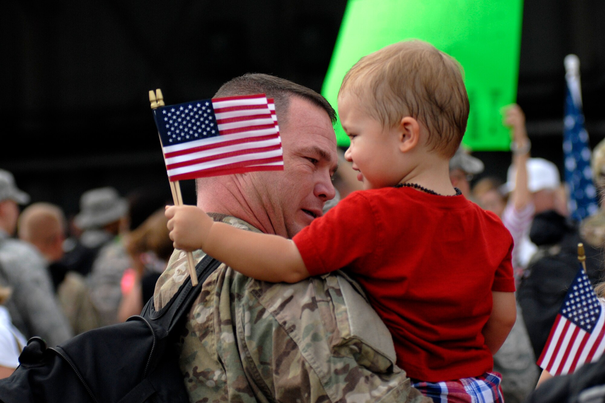 Personnel from the 169th Fighter Wing at McEntire Joint National Guard Base, S.C., return home to a hero's welcome after a four-month Air Expeditionary Force deployment at Kandahar Airfield, Afghanistan, Aug. 22, 2012. Swamp Fox F-16's, pilots, and support personnel began their AEF deployment in support of Operation Enduring Freedom in early April to take over flying missions for the air tasking order and provide close air support for troops on the ground in Afghanistan. 
