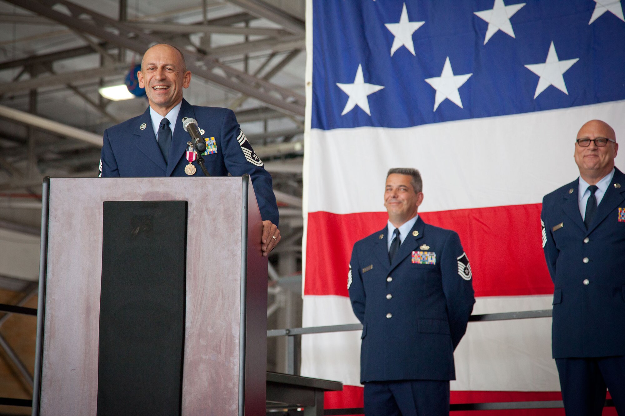 Chief Master Sgt. Richard J. Karpinski, superintendent for the 934th Maintenance Group, retires after being assigned to the 934th Airlift Wing since May, 1986.  (U.S. Air Force Photo/Shannon McKay)