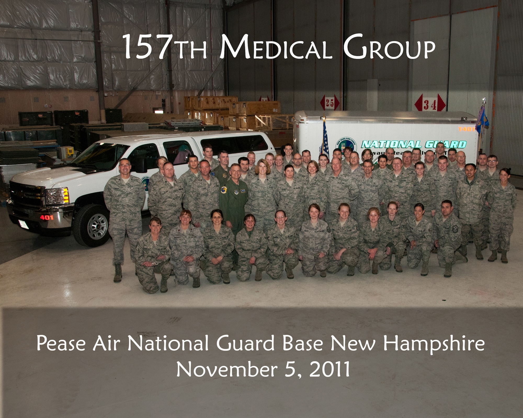 Members of the 157th Medical Group’s Chemical Biological Radiological Nuclear High Yield Explosive Enhanced Response Force Package (CERFP) pose for a photo, Pease Air National Guard Base, N.H., November 5, 2011.  (National Guard photo illustration  by Staff Sgt. Curtis J. Lenz/RELEASED)