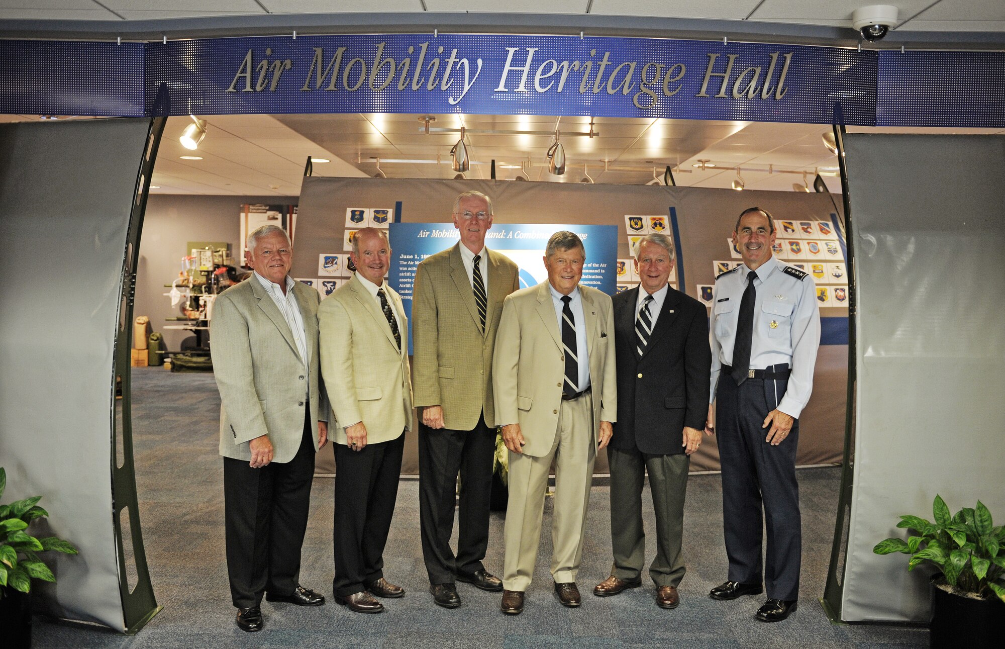 Retired Gen. Thomas M. Ryan Jr., former Military Airlift Command commander, poses for a picture with the Mobility Senior Statesmen and Gen. Raymond Johns, Air Mobility Command commander, after a dedication ceremony at Scott Air Force Base Ill. Sept. 11, 2012. Ryan drove the development of the first U.S. Air Force airlift master plan, a 20 year roadmap that resulted in significant air mobility modernization. (U.S. Air Force photo/ Staff Sgt. Ryan Crane)