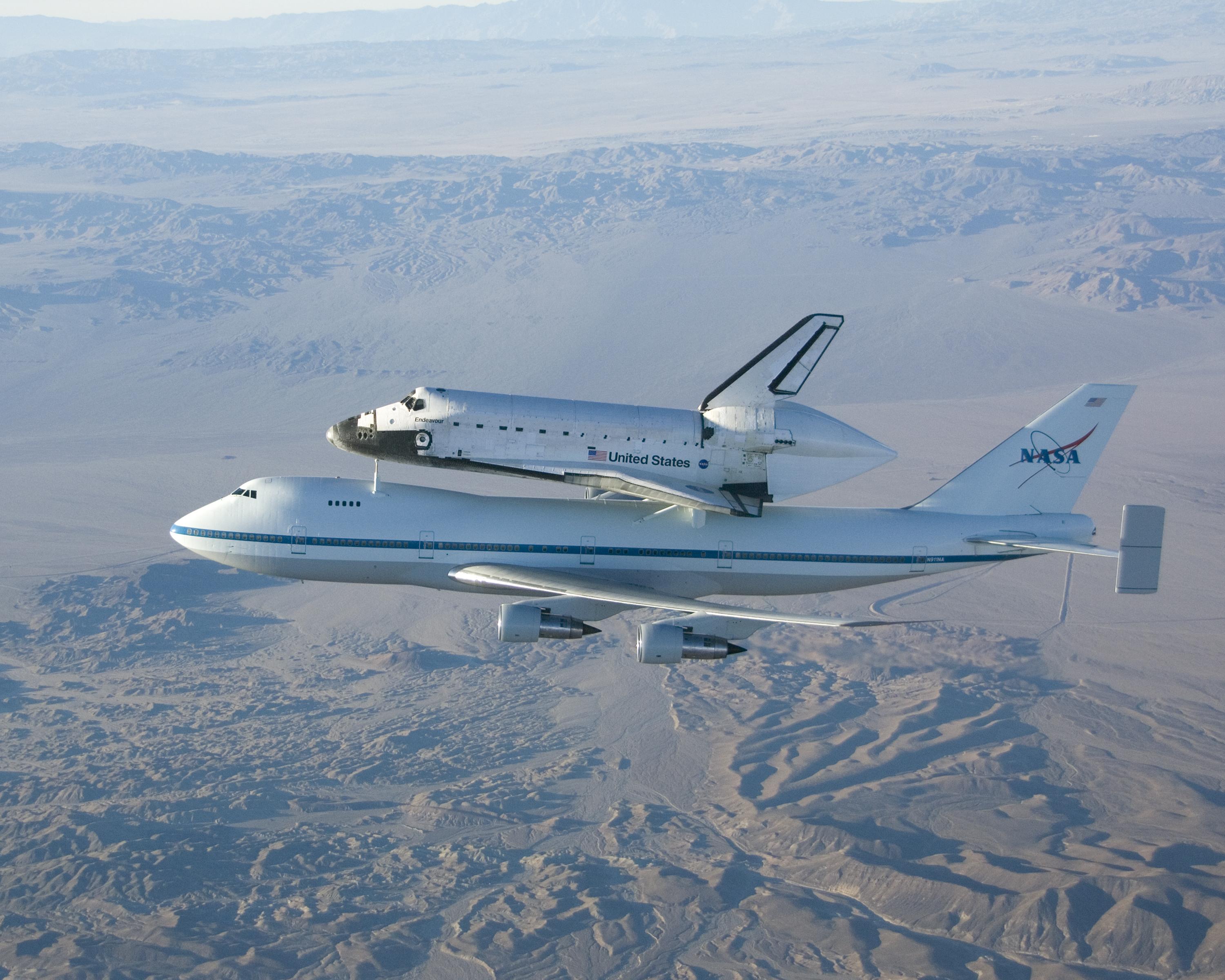 space shuttle in flight