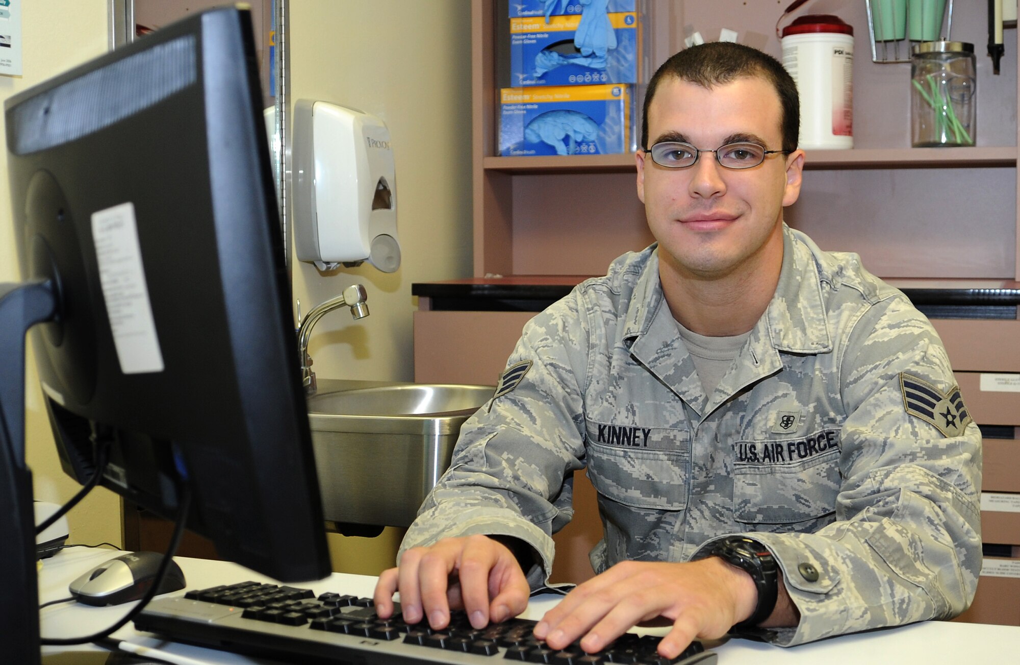 Senior Airman Adam Kinney, 60th Medical Operations Squadron family medicine medical technician, decided to join the Air Force after the 9/11 attacks. Kinney said he wants to do his part to keep terrorism at bay. (U.S. Air Force photo/Staff Sgt. Liliana Moreno) 