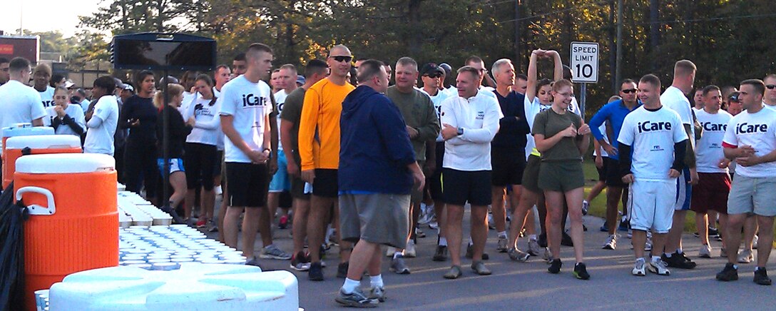 Participants in 2011's Combined Federal Campaigns' Fun Run/Walk gather in preparation of the run Nov. 5 aboard Marine Corps Base Camp Lejeune. The commanding general of Marine Corps Installation East- MCB Camp Lejeune authorized supervisors to allow up to four hours off for those participating in the event with prior coordination.