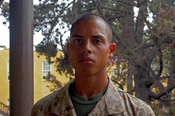 Pvt. Javier Blanco, Platoon 3206, Company I, 3rd Recruit Training Battalion, had desired to be a Marine since he was a freshman in high school. He took part in the Junior Reserve Officer's Training Corp and was offered a scholarship through the program, but was later denied it because he wasn't a citizen. Blanco stayed motivated and still pursued his career in the Marine Corps, not letting anything get in the way of his dreams.