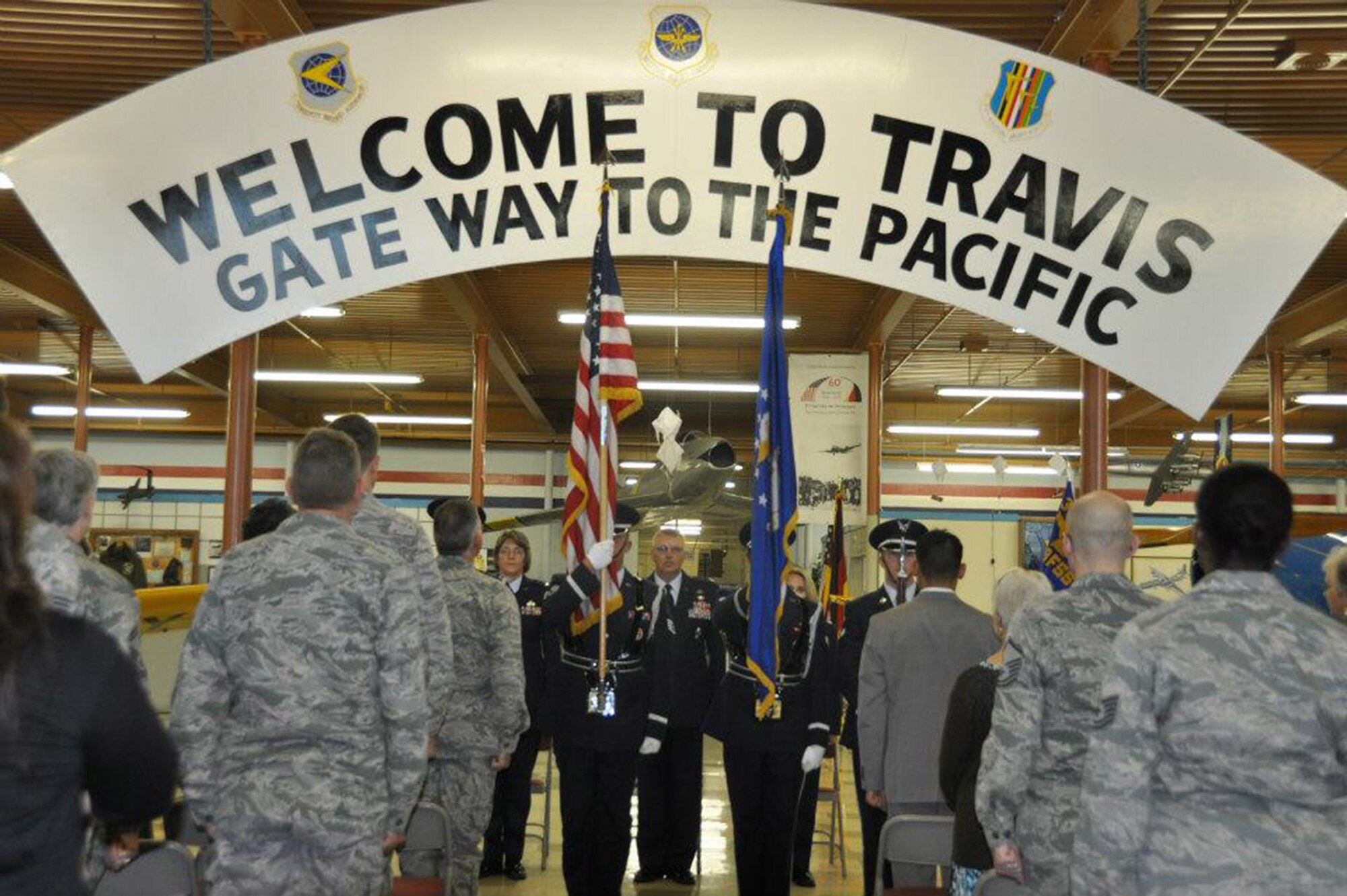 TRAVIS AIR FORCE BASE, Calif. -- Lt. Col. Sarah Mangahas assumes command of the 349th Force Support Squadron from Lt. Col. Neal Landeen during a change of command ceremony held at Travis Air Force Base on Sept. 8, 2012. (U.S. Air Force photo/ Senior Airman Amelia Leonard) Air Force Reserve Command