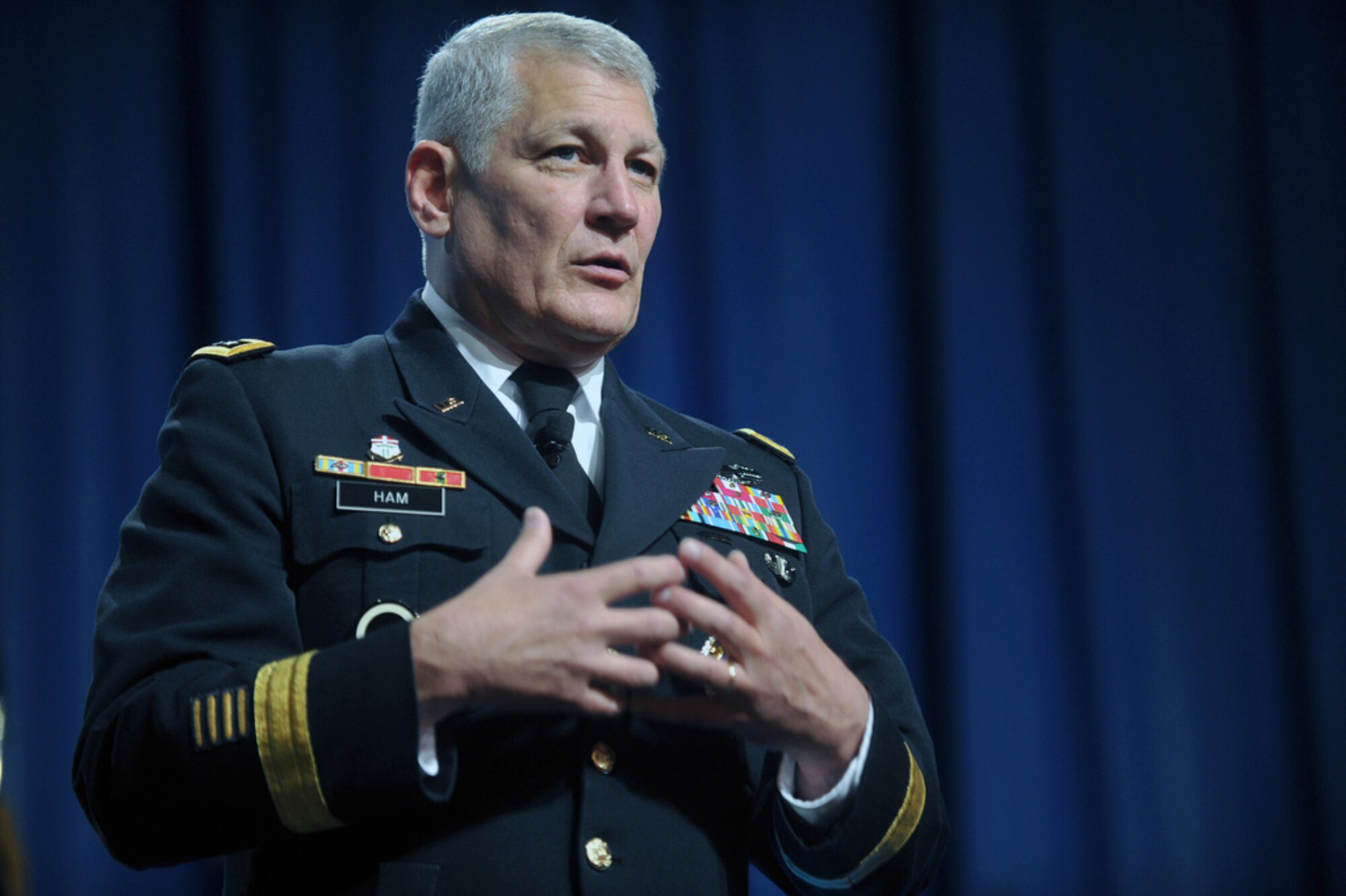 Army Gen. Carter Ham, combatant commander, U.S. Africa Command, addresses the 134th National Guard Association of the United States General Conference in Reno, Nev., on Sept. 10, 2012. (Army National Guard photo by Sgt. 1st Class Jim Greenhill)