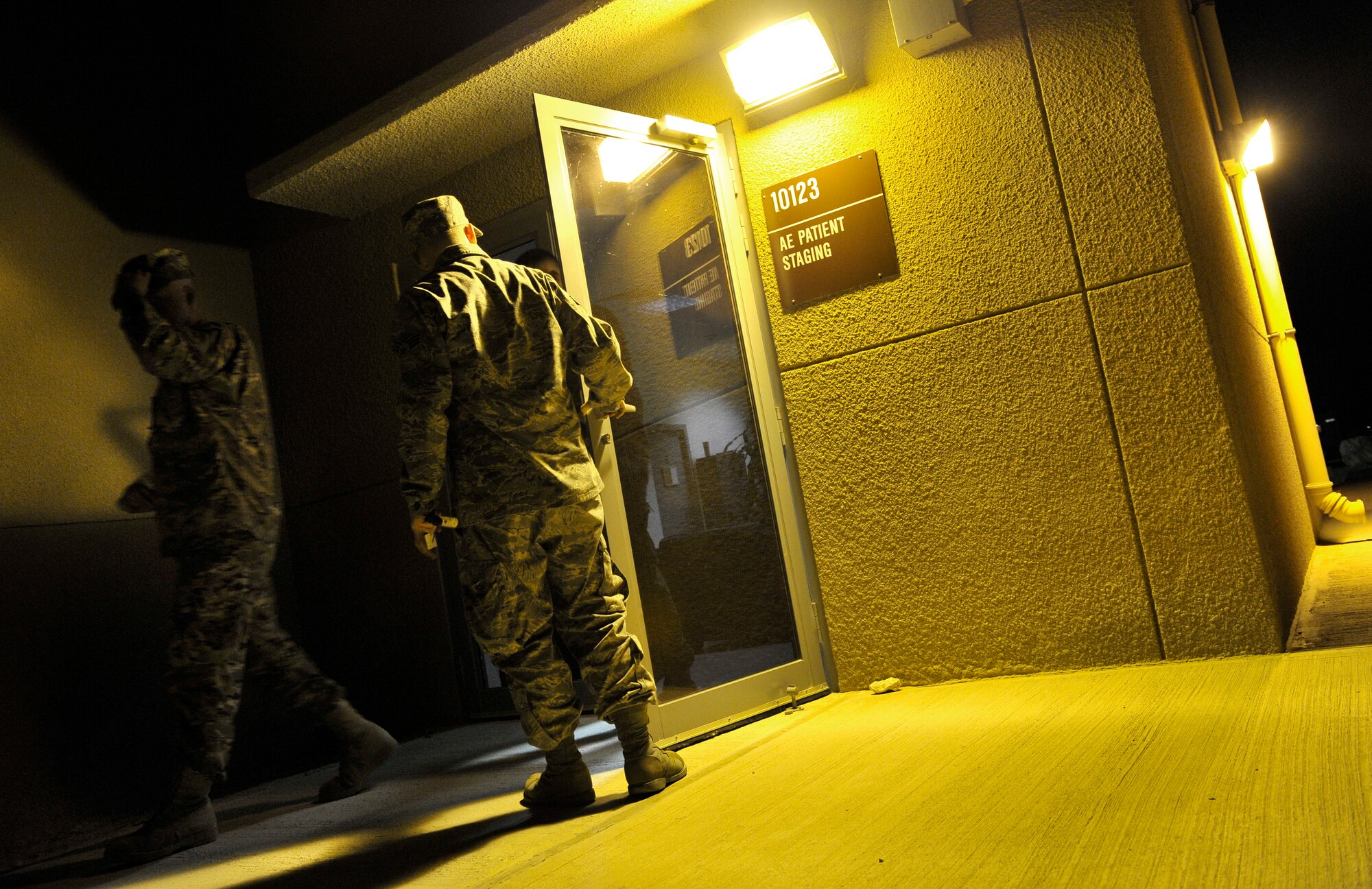 U.S. Army members with the Inter Theater Care Program (ITCP) finish their final medical appointment before making their way back to their deployed organizations, undisclosed location, Southwest Asia, August 30, 2012. These members are part of ITCP because they suffered from combat related injuries in the AOR. The ITCP was established in order to care for injured troops, who were able to be rehabilitated and returned to their respective units within the AOR.   (U.S. Air Force photo/Staff Sgt. Clay Lancaster/ Released)

