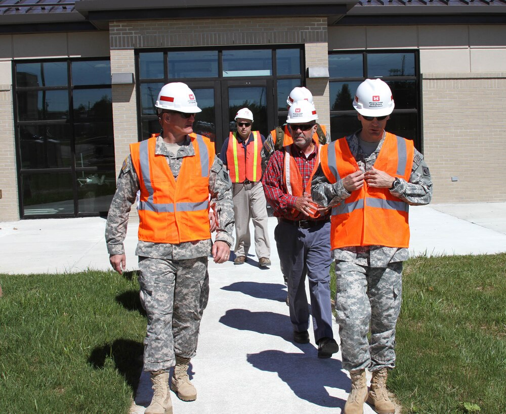 Col. Kent Savre (left), Commander of the North Atlantic Division, toured Dover Air Force Base military construction projects with Philadelphia District Commander LTC Chris Becking on Sept. 10. 