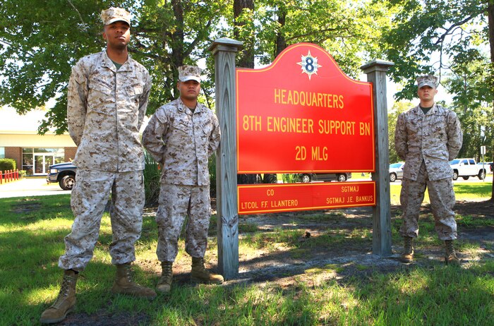 Pfc. Lawrence N. Ellington-Farley, Lance Cpl. Angel Anaya and Cpl. Patricio Canela, Jr., all New York City natives with 8th Engineer Support Battalion, 2nd Marine Logistics Group, gathered aboard Camp Lejeune, N.C., Sept. 10, 2012, to share their experiences growing up with the legacy of the Sept. 11, 2001, terrorist attacks. The three Marines were in New York City at the time of the attacks. 