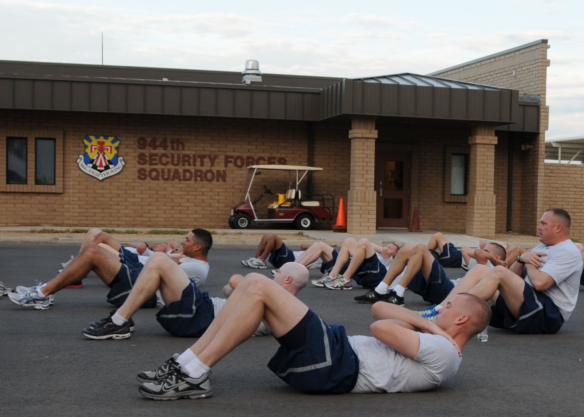 Members of the 944th Security Forces Squadron continually work to stay fit.  (U.S. AIr Force photo by Tech Sgt. Barbara Plante)